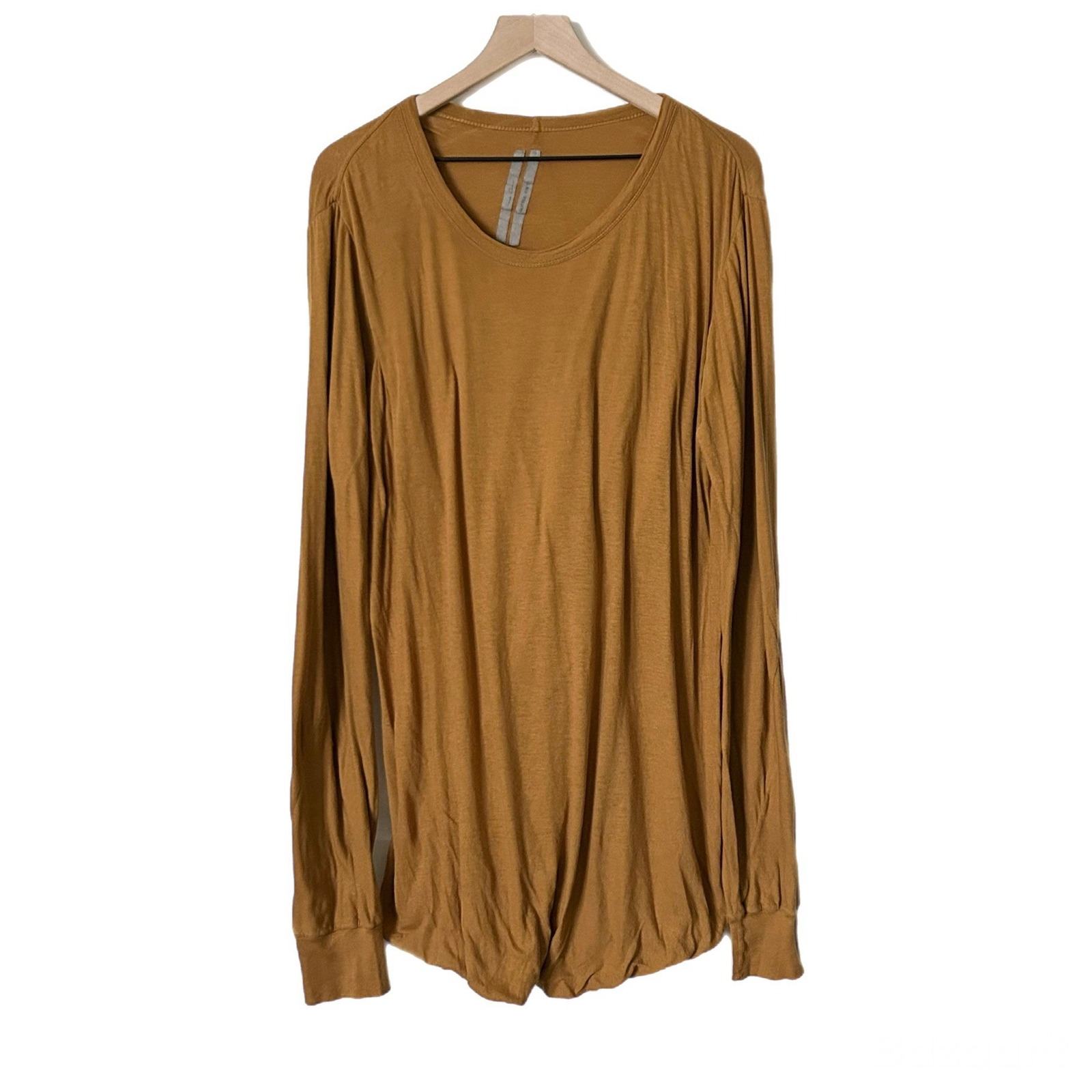 Rick Owens Glitter Fw17 Topaz Mustard Brown Double Long Sleeve Tee Size Xl